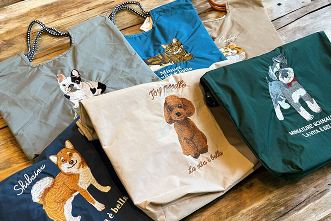 アニマル刺繍コードトート